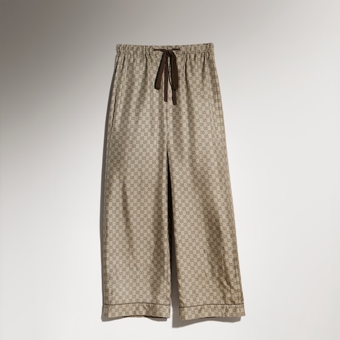 Pantalon décontracté en twill de soie imprimé