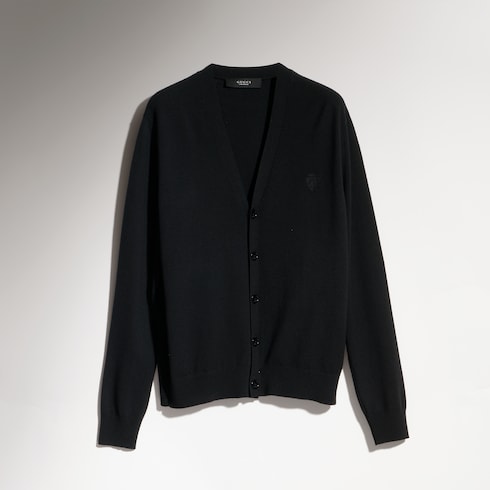 Knit wool cardigan with embroidery