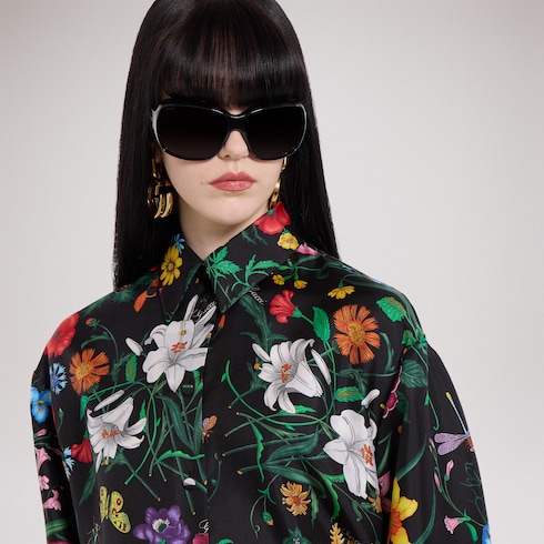 Printed silk twill shirt