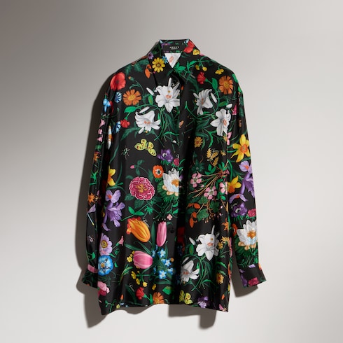 Camisa de sarga de seda con estampado