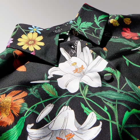 Printed silk twill shirt