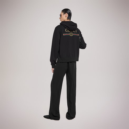 Cashmere blend zip jacket with print