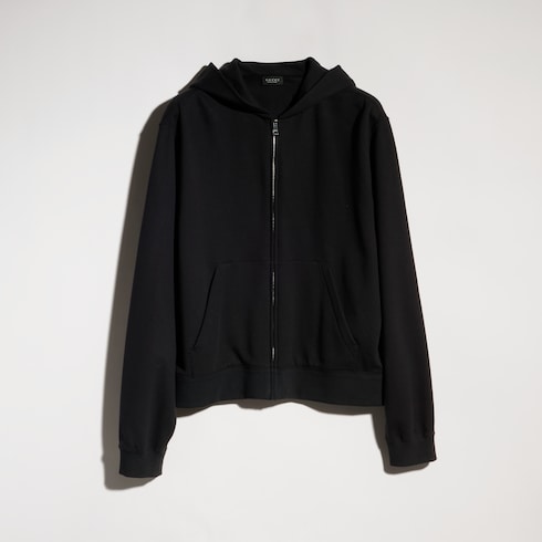 Chaqueta de cashmere estampada con cremallera