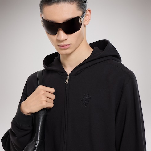 Cashmere blend zip jacket with embroidery