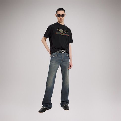 T-Shirt aus Jersey aus Seidenmischung mit Print