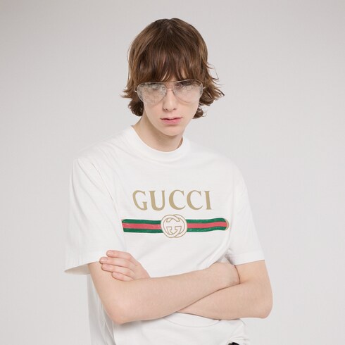 T-shirt in jersey di misto seta stampato
