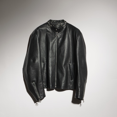 Giacca in pelle con Horsebit