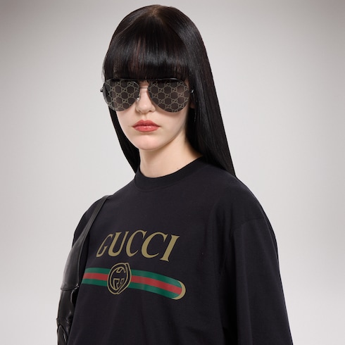 T-shirt in jersey di cotone e seta con stampa