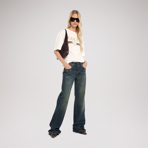 T-shirt en jersey de coton et soie avec imprimé