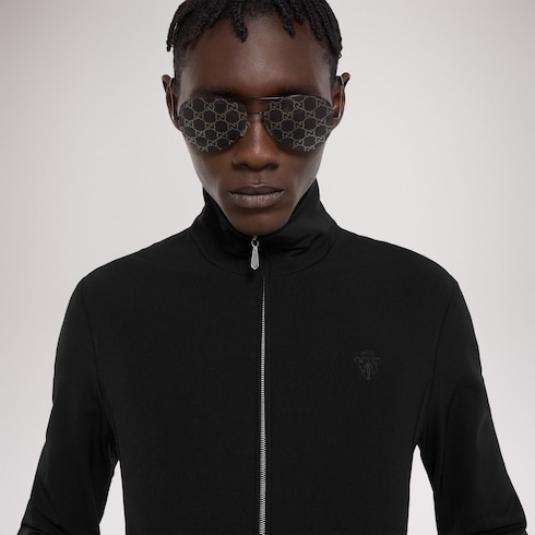Giacca in gabardina di nylon stretch con zip