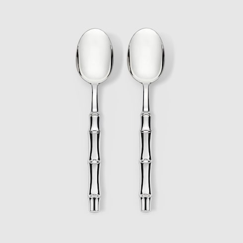 Dessert spoons with bamboo motif, set of two