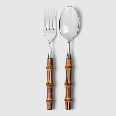Bamboo serving set in bamboo and steel | GUCCI® US