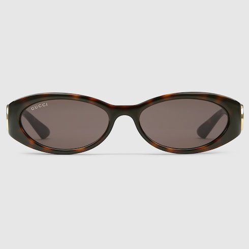 Oval frame sunglasses in tortoiseshell | GUCCI® US
