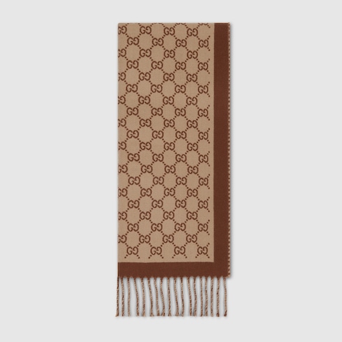 GG wool scarf in beige and brown | GUCCI® US