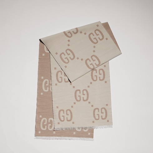 GG jacquard wool silk scarf