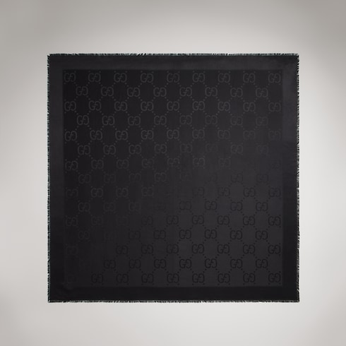 GG jacquard silk wool shawl