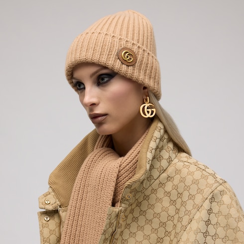Wool cashmere hat with Double G