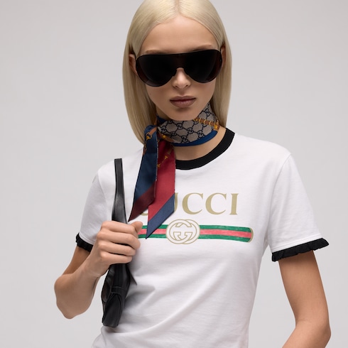 Gucci典藏印花桑蚕丝丝带