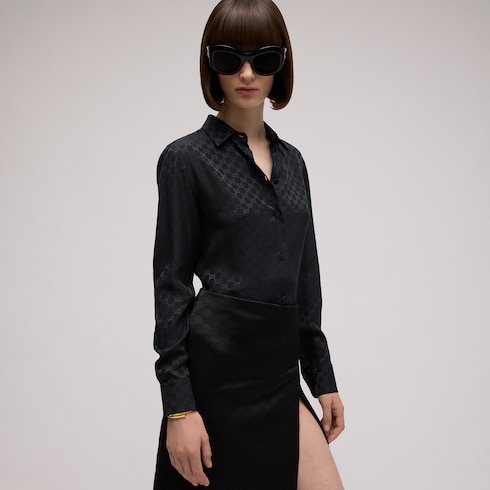 Camicia in crêpe di seta GG