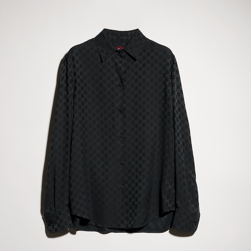 Camisa de crepé de seda con GG