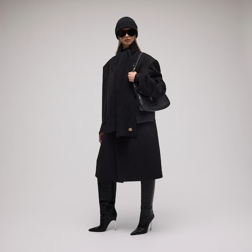 Wool cashmere scarf with Double G
