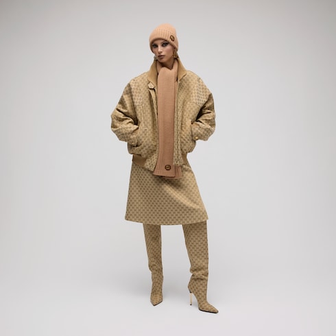 Wool cashmere scarf with Double G