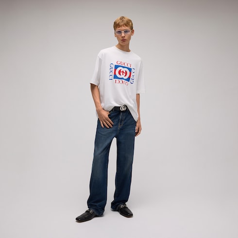 T-Shirt aus Baumwolljersey mit Gucci Print