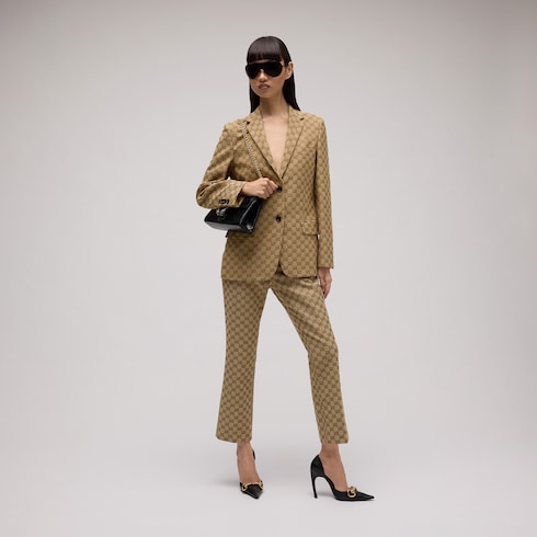 GG canvas jacket in camel and ebony | GUCCI® US