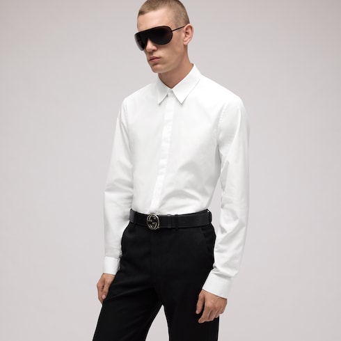 Camicia in popeline di cotone con ricamo