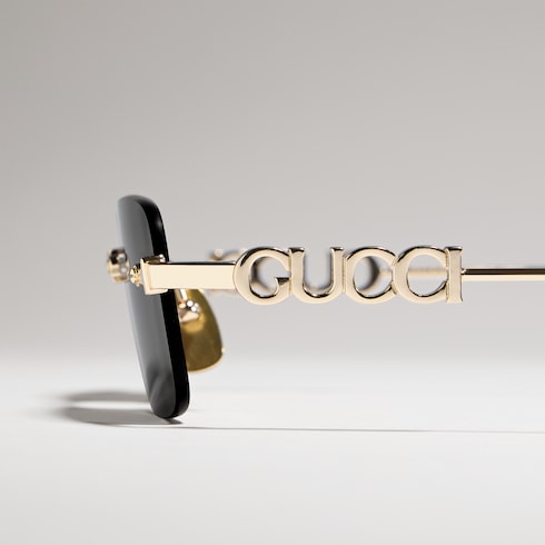 Rectangular frame sunglasses in gold-toned | GUCCI® US