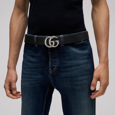 Gucci 黒 レザー ベルト ダブルGロゴ ダブルG リバーシブル ベルト ・ブラック レザー | GUCCI公式