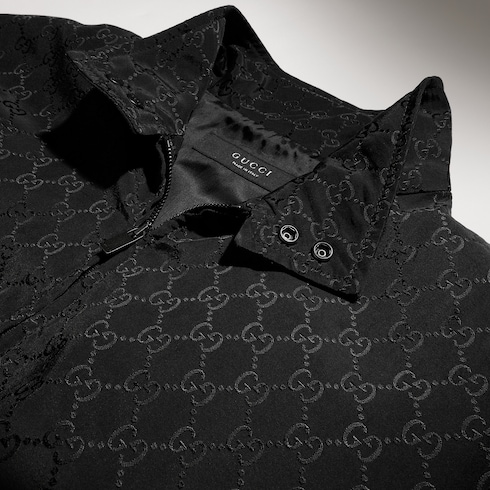 Veste zippée en jacquard de coton technique à motif GG