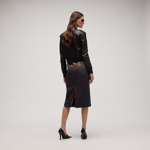 Pinstripe wool pencil skirt