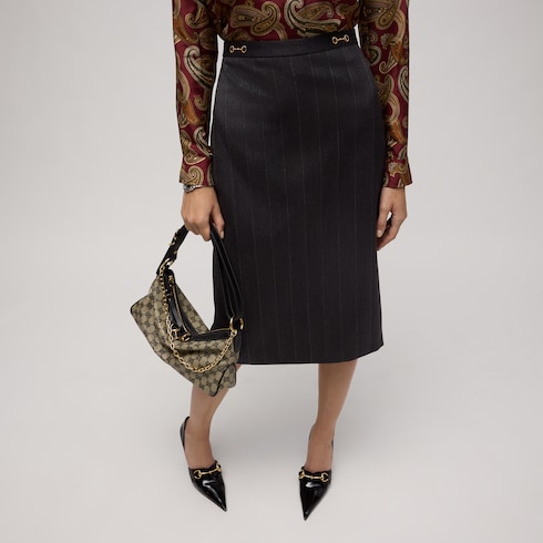 Pinstripe wool pencil skirt