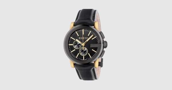 Black Leather G-Chrono Watch, 44mm | GUCCI® US