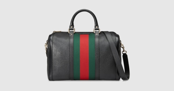 gucci vintage web boston bag black