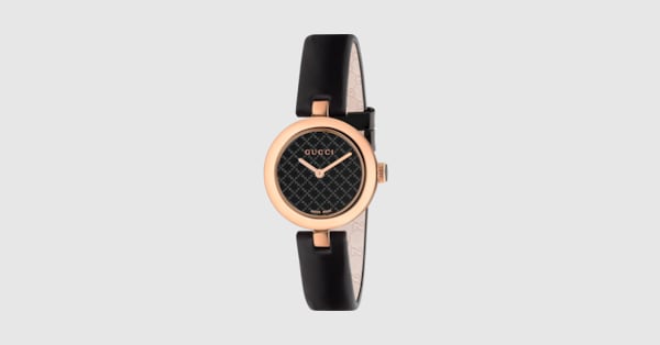 Diamantissima watch, 27mm in black leather | GUCCI® US