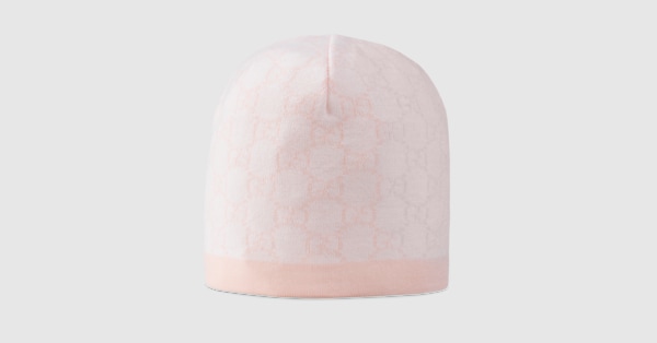 White And Pink GG Wool Baby Pattern Hat | GUCCI® US