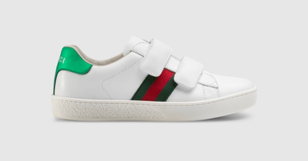 Children's Gucci Ace leather sneaker in white leather