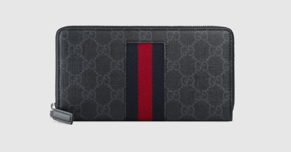 ブランドGUCCI【終売品!?】GGスプリーム ニューウェブ ブラック ジップアラウンドウォレット