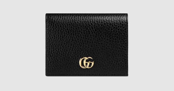 leather card case with gucci logo