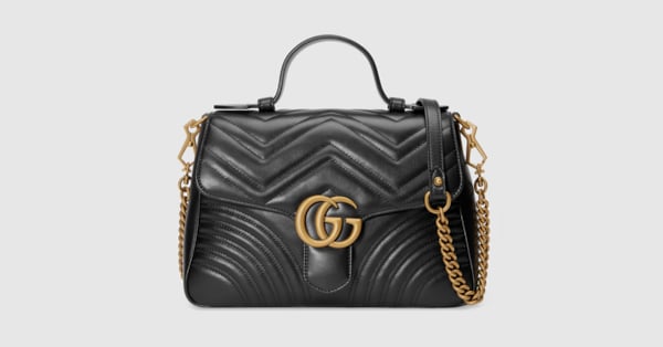 GGマーモント〕スモール トップハンドルバッグブラック レザー | GUCCI® JP