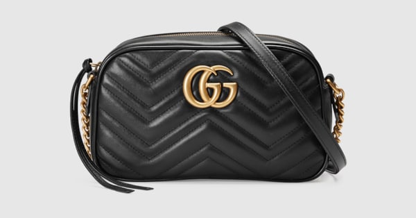 Black Leather GG Marmont Small Matelassé Shoulder Bag | GUCCI® SG
