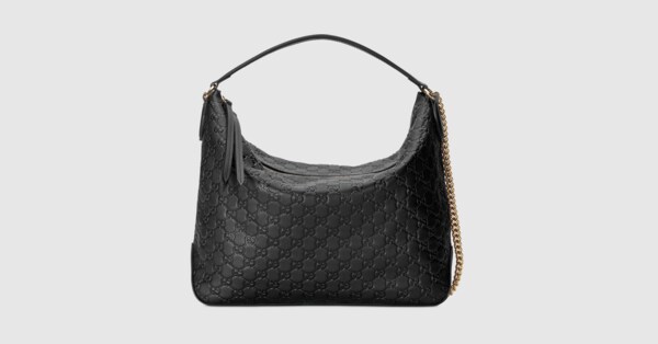 Black Gucci Signature Soft Large Hobo Bag