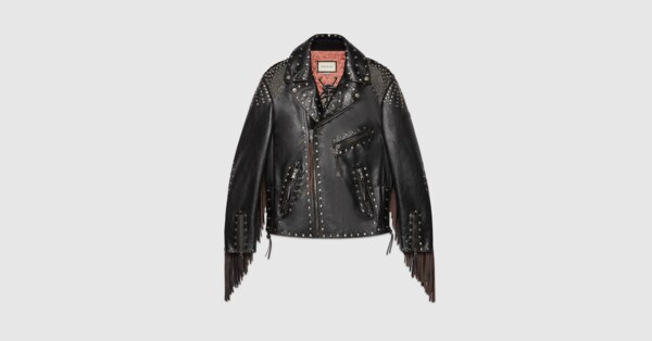 gucci studded leather biker jacket