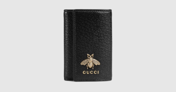 jordnødder regiment farligt Black Leather Animalier Key Case | GUCCI® US