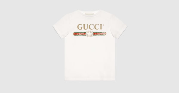 White Cotton Children's T-Shirt With Vintage Gucci Logo | GUCCI® US