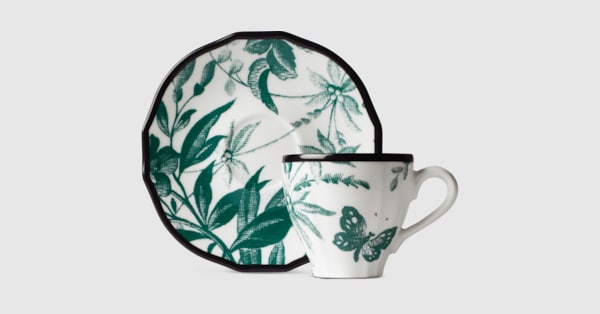 Tazzina e piattino da caffè Herbarium, doppio set in verde | GUCCI® IT