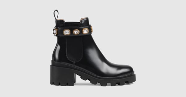 Black Leather Ankle Boot With Belt 