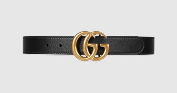 Black Leather Children's Double G Belt | GUCCI® US